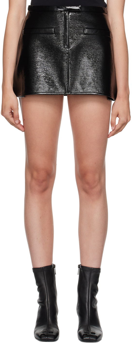 Suknja Courrèges Courrèges Women's Trapeze Leather Miniskirt Crna | 323CJU116VY0014