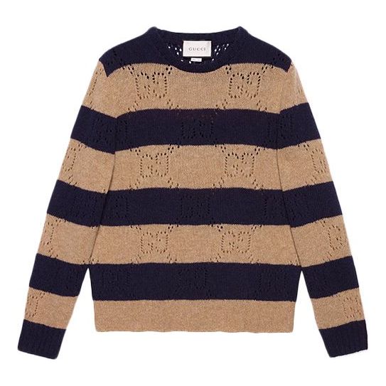 Džemper Gucci Knit Striped Wool Sweater Smeđa | 645293-XKBPH-2420