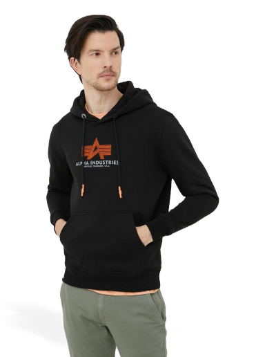 Dukserice Alpha Industries Logo Hoodie Crna | 178312RB.03