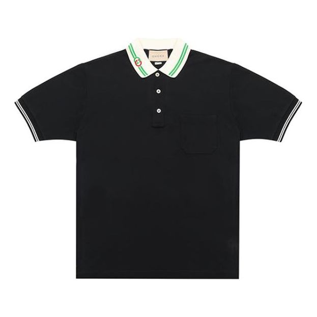 Polo majica Gucci Interlock Double G Short Sleeve Polo Shirt Crna | 658067-XJDI2-1043