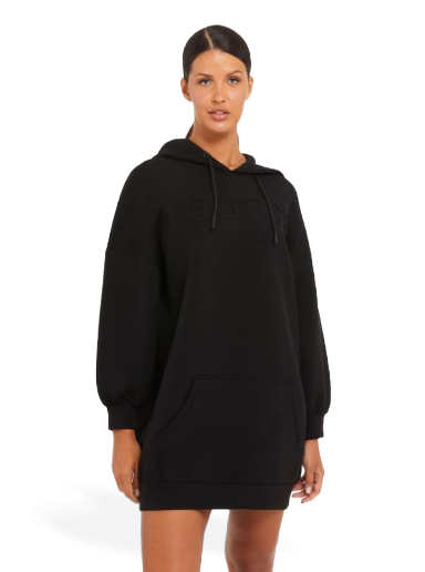 Dukserice GUESS Embossed Logo Dress Crna | V3BQ14K7UW2