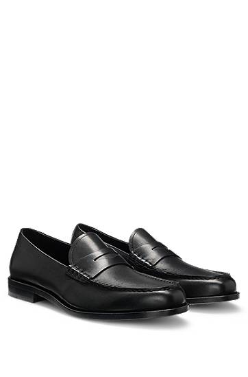 Tenisice i cipele BOSS Smooth Leather Penny Loafers Crna | 50548278