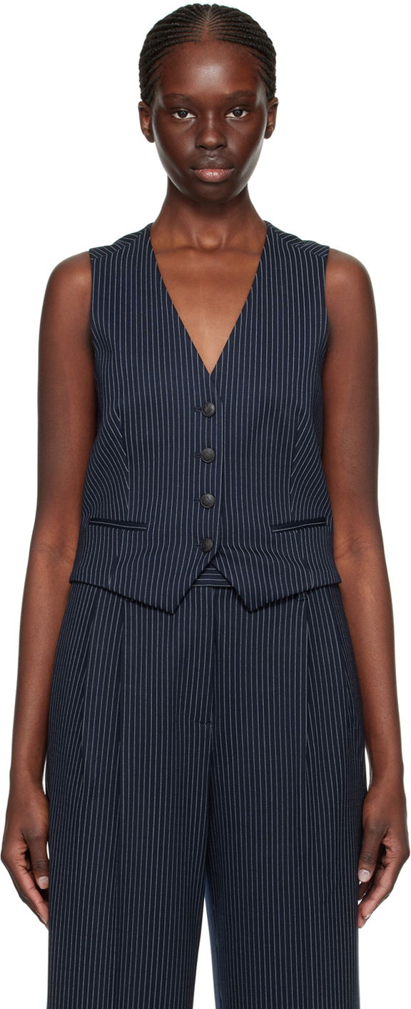 Prsluk rag & bone Priya Pinstripe Vest Plava | WAC23HT044LC44