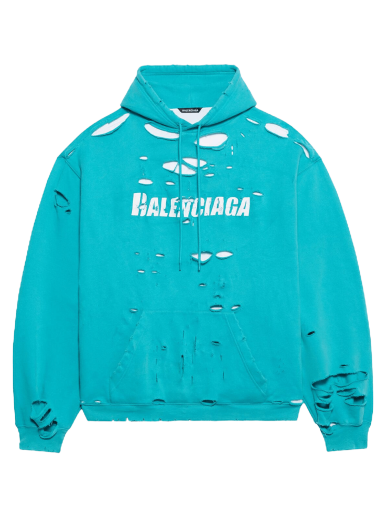 Dukserice Balenciaga Destroyed Hoodie Tirkiz | 659403 TKVB6 4661