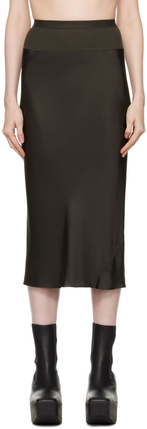 Suknja Rick Owens Gray Porterville Knee Bias Midi Skirt Crna | RP02D3332 SCH