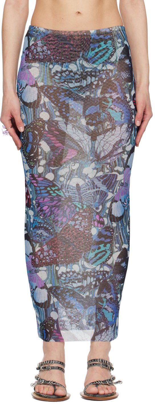 Suknja Jean Paul Gaultier Gaultier Butterfly Print Maxi Skirt Plava | 24/25-F-JU070-T545-5090
