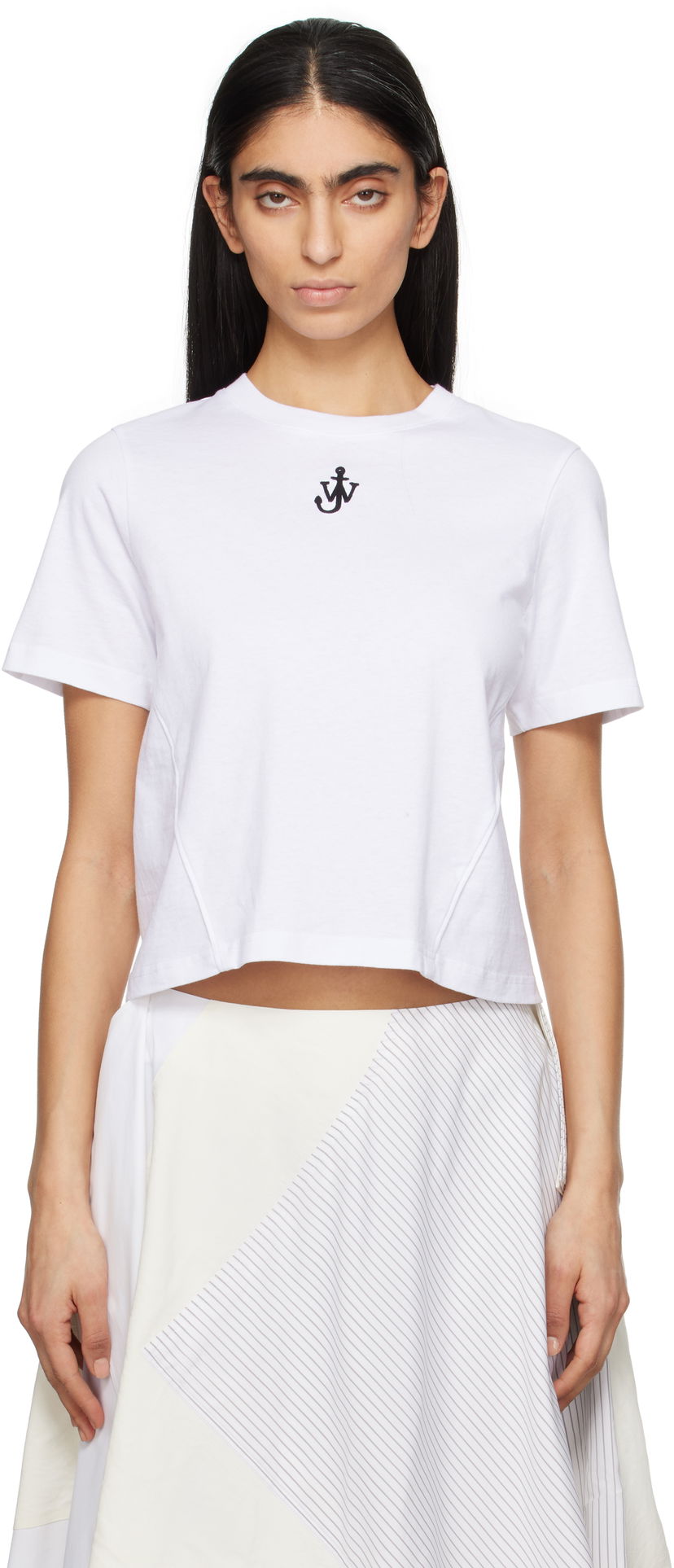 Crop top JW Anderson JW Anderson Anchor Logo Cropped T-Shirt Bijela | JT0259-PG1715
