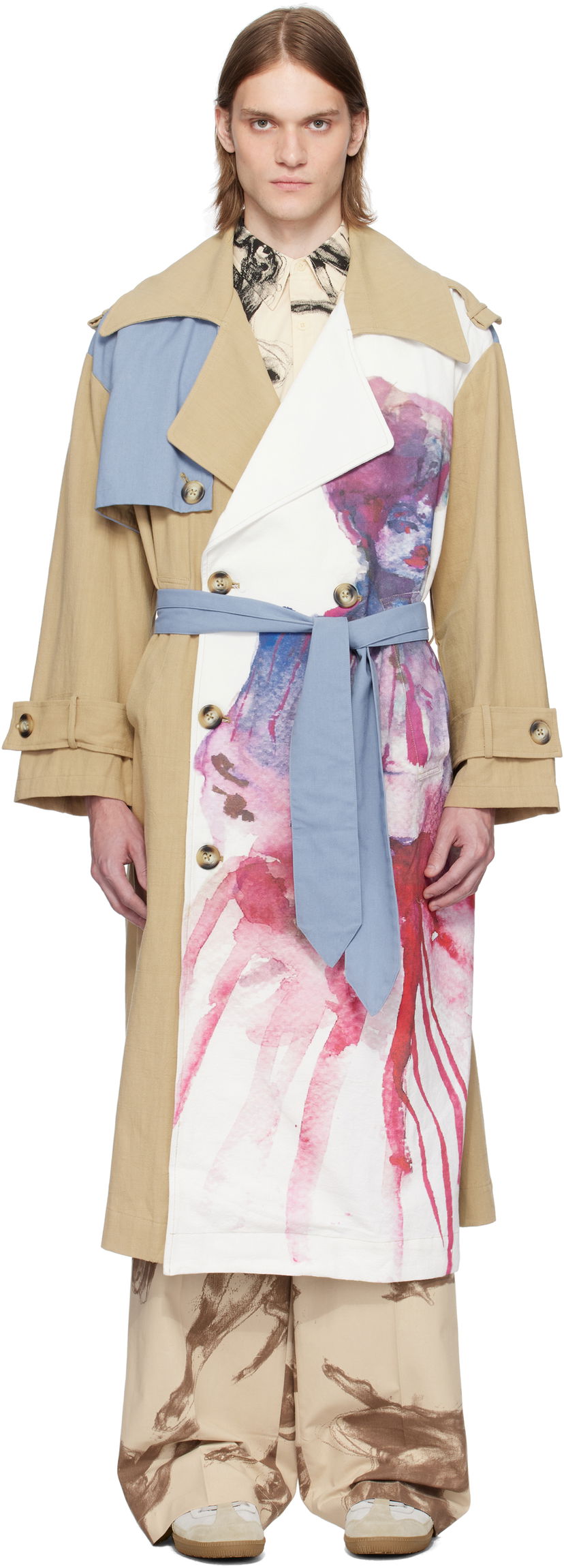 Trenčkot KidSuper KidSuper Painted Girl Trench Coat Plava | SS25-OW-23