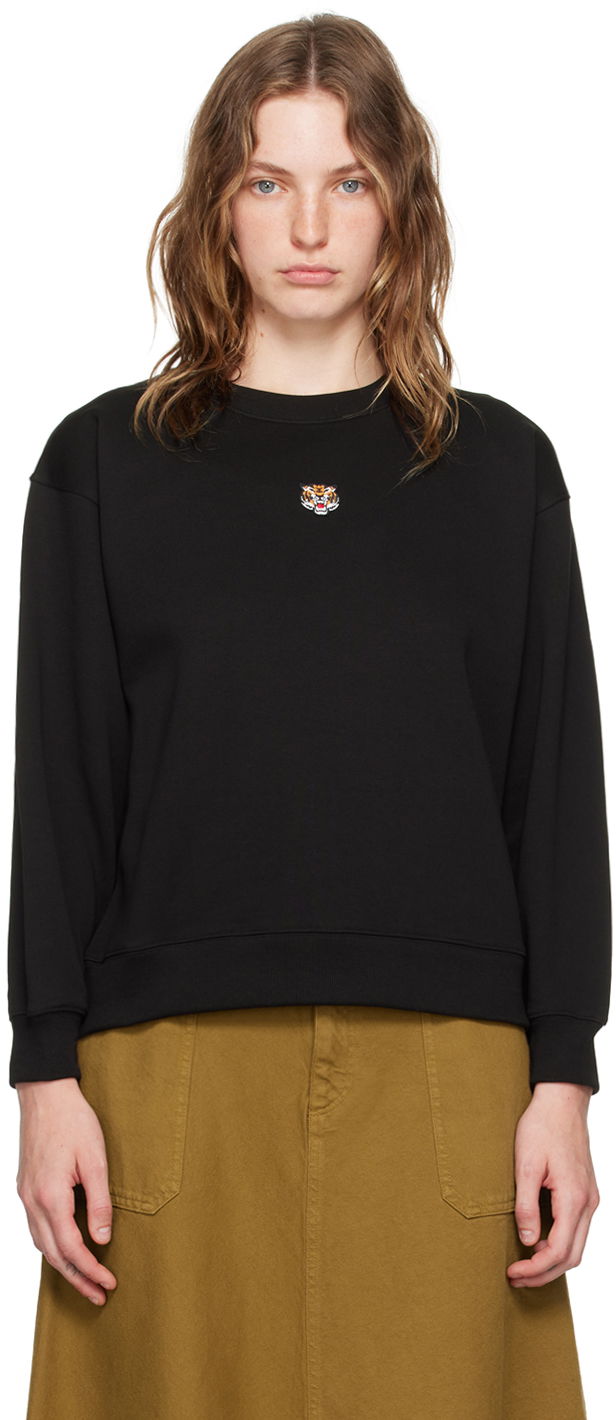 Majica kratkih rukava KENZO Black Paris Lucky Tiger Sweatshirt Crna | FE52SW1484MF