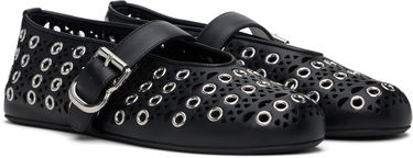 Tenisice i cipele Alaïa ALAÏA Vienne Lambskin Eyelets Ballerina Flats Crna | AA3A029CK277, 3