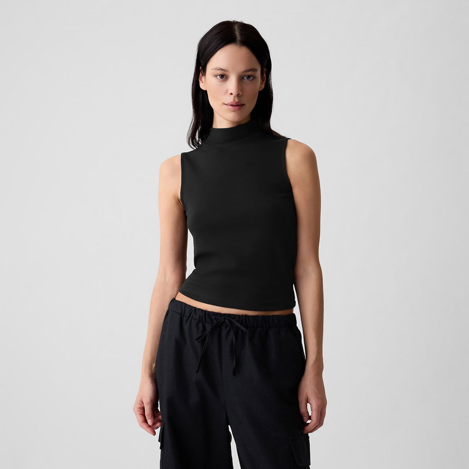 Odjeća i dodaci GAP Sleeveless Modal Mock Neck Black XXS Crna | 583620-00, 0