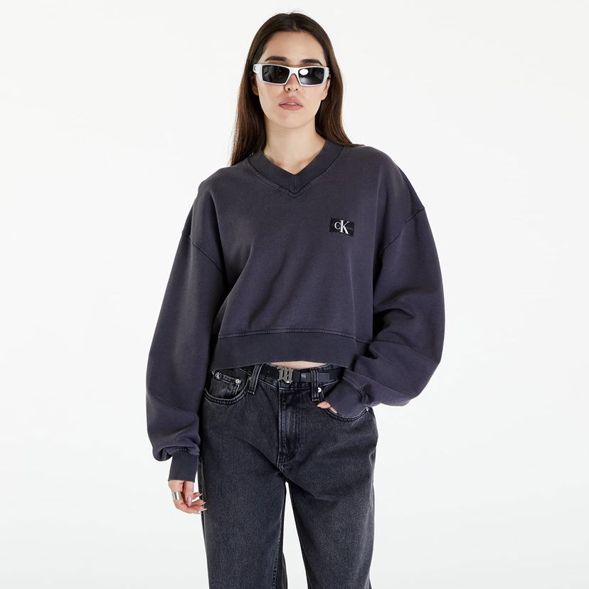 Dukserice CALVIN KLEIN Woven Label Washed Crewneck Siva | J20J223079 PT2