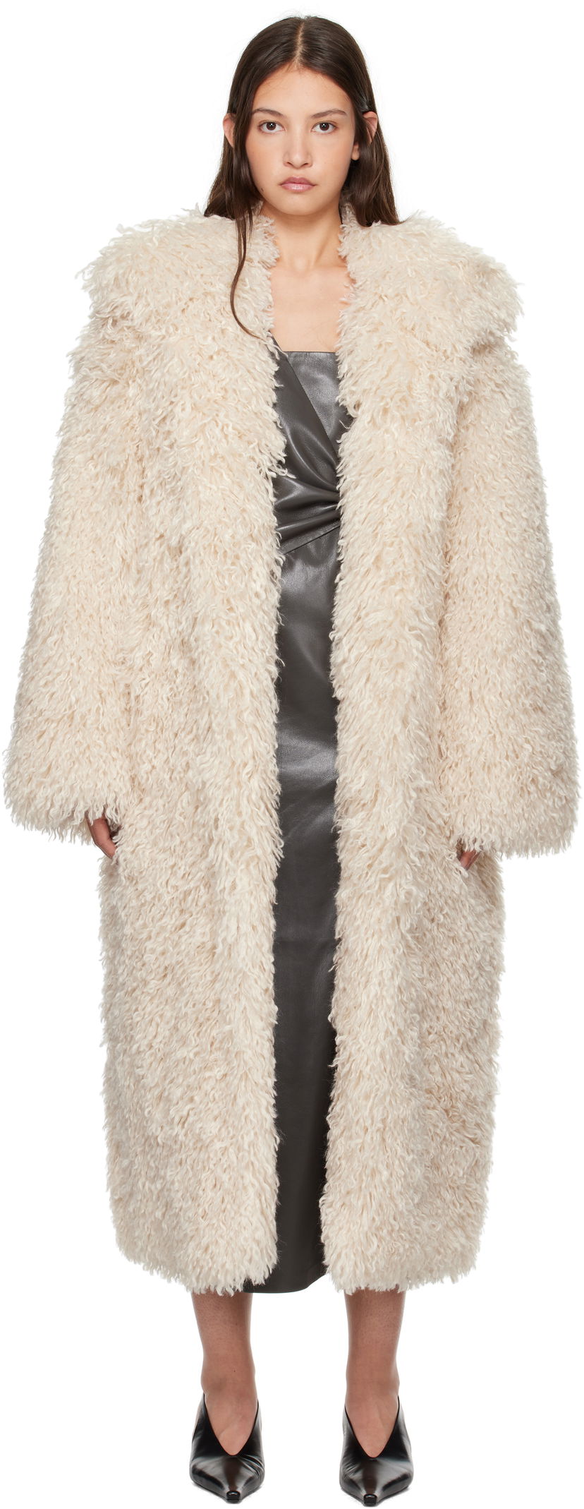 Kaputi Nanushka Nanushka Kilah Faux-Fur Long Coat Bež | NU24FWOW40271