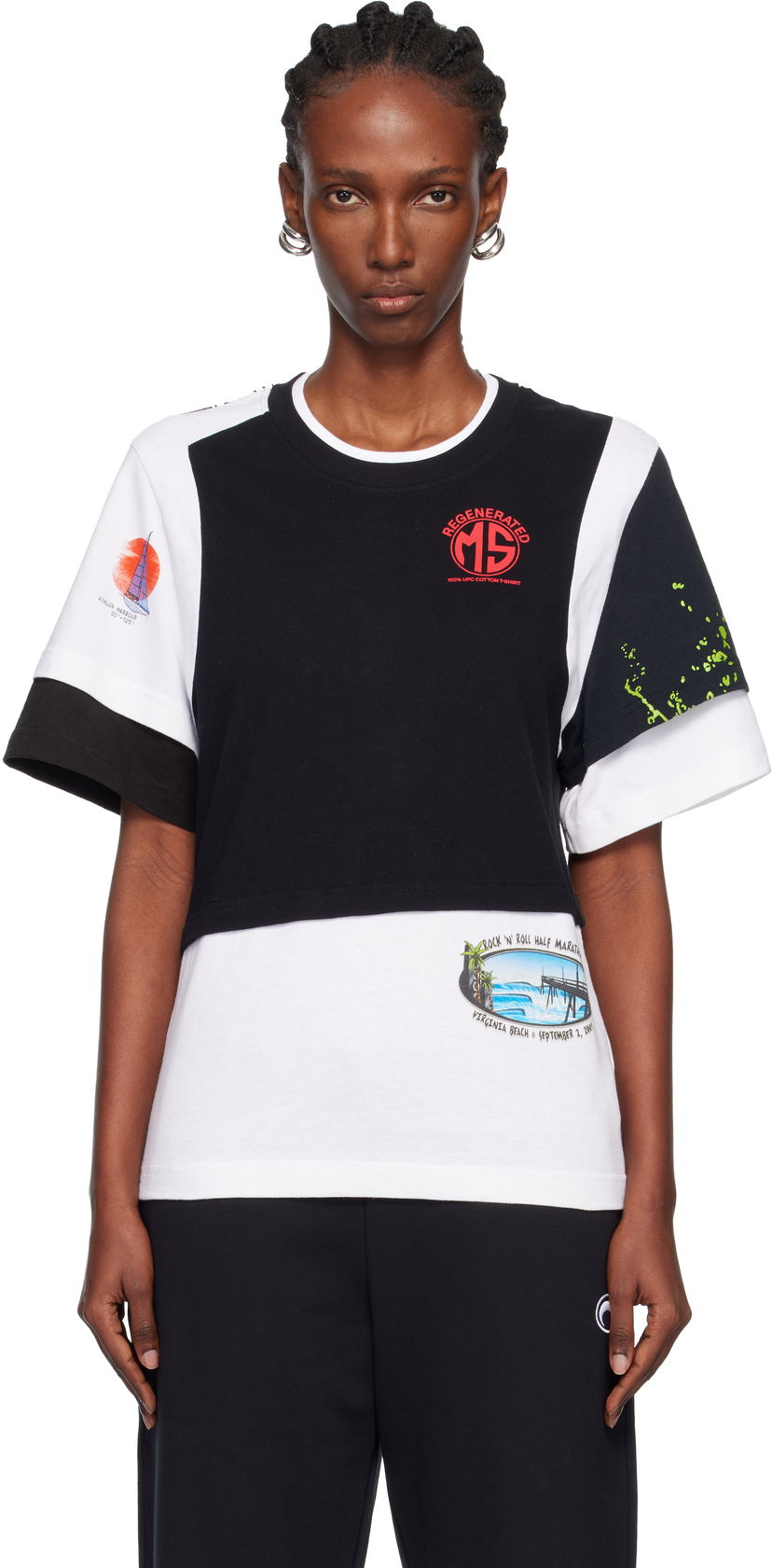 Majica kratkih rukava Marine Serre Regenerated Graphic Jersey Layered T-shirt Višebojno | MTT096AUJER0003