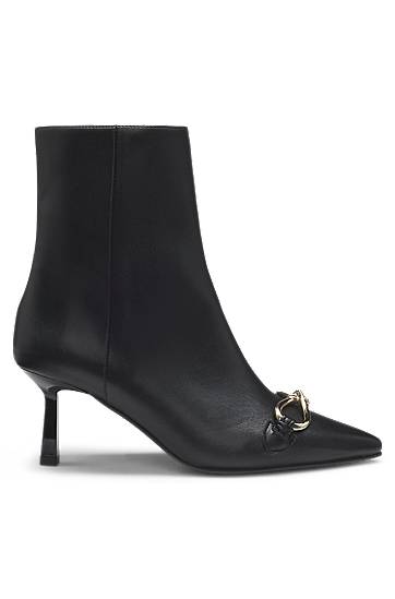 Tenisice i cipele BOSS Faux-leather boots with hardware trim and 7cm heel Crna | 50552728, 1