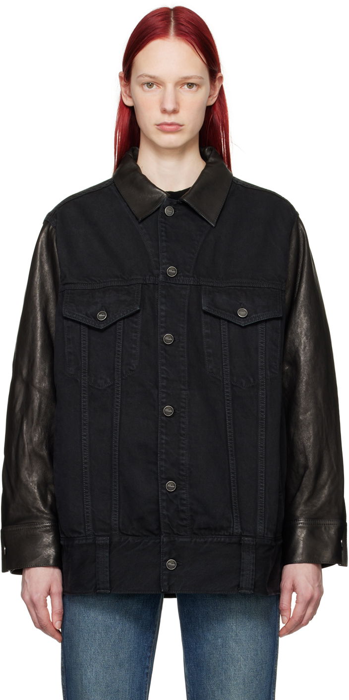 Jakna Khaite Black 'The Grizzo' Denim & Leather Jacket Crna | 1136913091, 0