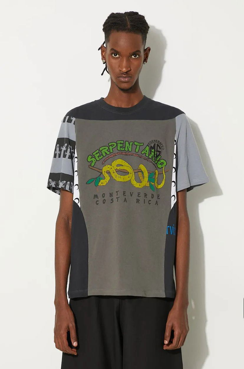 Majica kratkih rukava Marine Serre Regenerated Graphic Print Regular Fit T-Shirt Siva | MTT080A.UJER0003