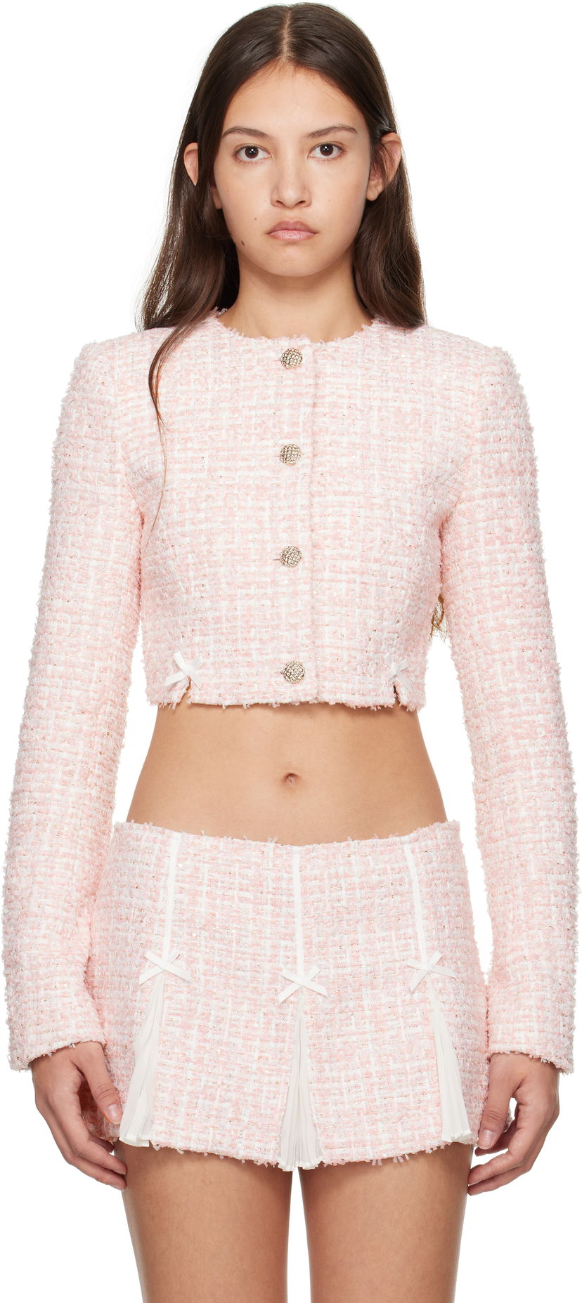 Jakna GUIZIO Guizio Colette Cropped Tweed Jacket Ružičasta | H24702W114