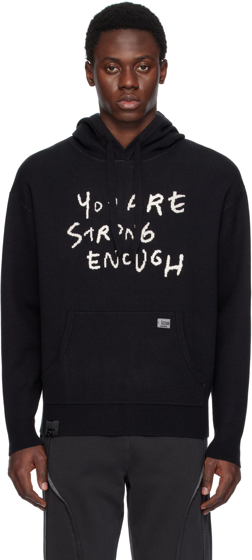 Dukserice izzue Slogan Knit Hoodie Crna | IZXKNN4127W4NBKX
