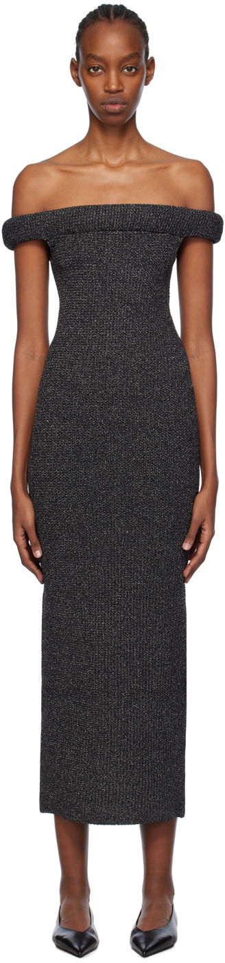 Haljina TOTEME TOTEME Off-The-Shoulder Midi Dress Siva | 241-WRD1179-YA0031