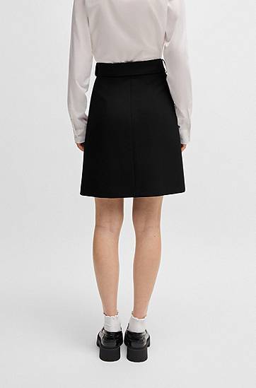 Suknja BOSS Mini Skirt with Belt and Wrap-Style Front Crna | 50545768, 1
