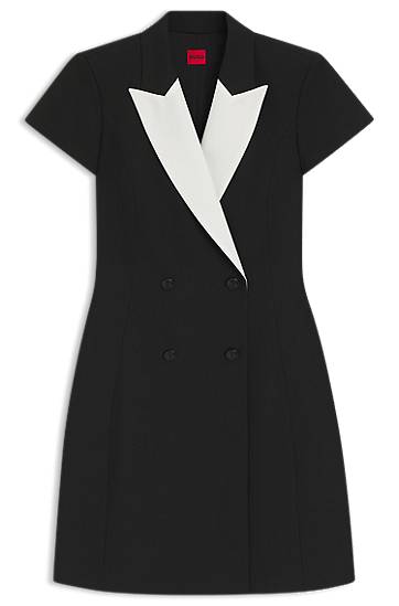 Haljina BOSS Contrast-Lapel Blazer Dress Crna | 50544765