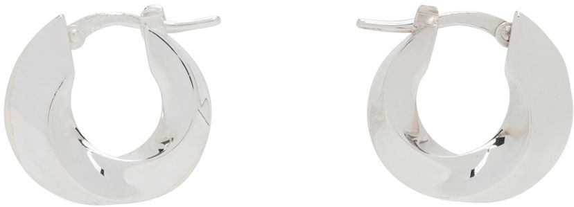 Naušnice Bottega Veneta Small Twisted Hoop Earrings Siva | 775172 V5070