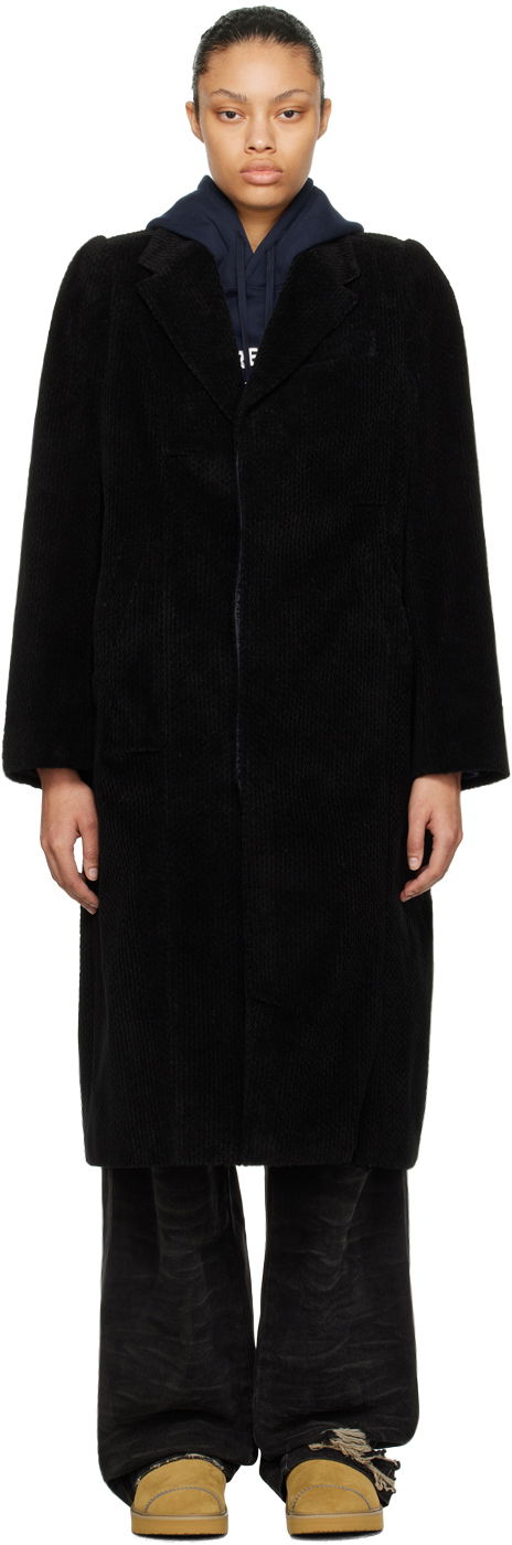 Kaputi ADER ERROR Single-Breasted Long Corduroy Coat Crna | BMADFWCT0103BK