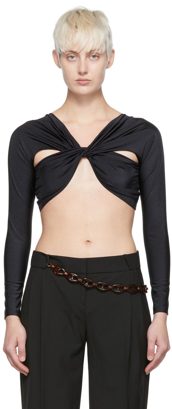 Crop top Coperni Coperni Twist Nylon Crop Top Crna | COPS22JS38545
