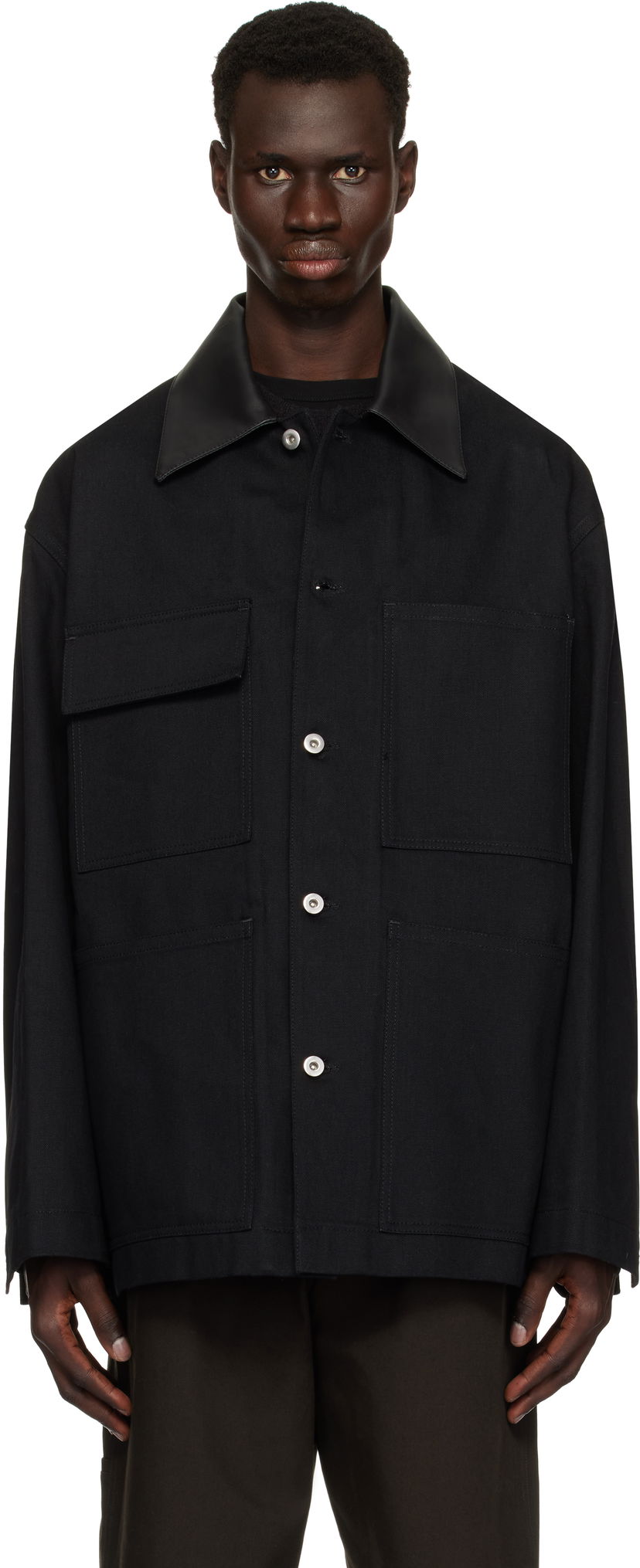 Jakna Jil Sander Jil Sander Leather Collar Denim Jacket Crna | J22SW0033_J46655