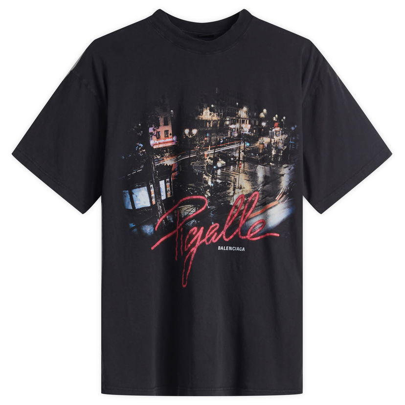 Majica kratkih rukava Balenciaga Men's Piagelle Faded Wash T-Shirt, Size Large Crna | 809122-TRVO1-1041
