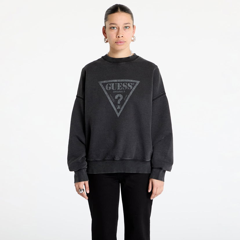 Džemper GUESS Guess Originals Vintage Triangle Sweatshirt Crna | W5RQ14K68I1-JTMU