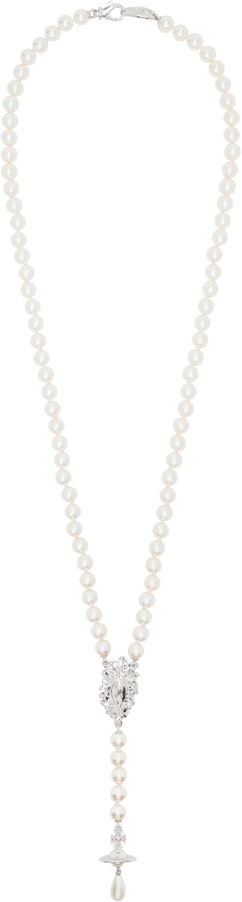 Ogrlica Vivienne Westwood Vivienne Westwood Calista Long Pearl Necklace with Orb Pendant Bijela | 6301013L-02P103-