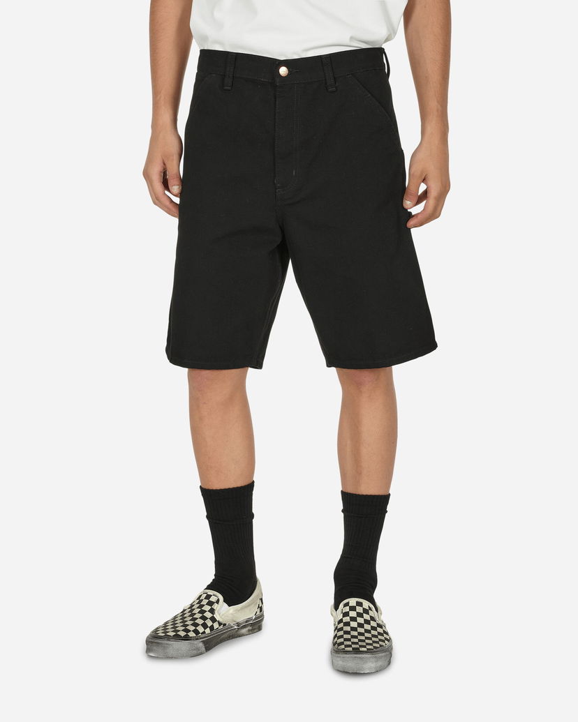 Hlače i traperice Carhartt WIP Single Knee Short black Rinsed Zelena | I027942_89_02