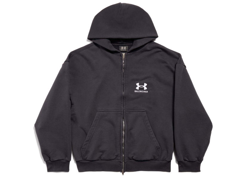 Dukserice Balenciaga Under Armour x Zip-Up Hoodie Regular Fit Black/White Crna | 803264TRVB89034