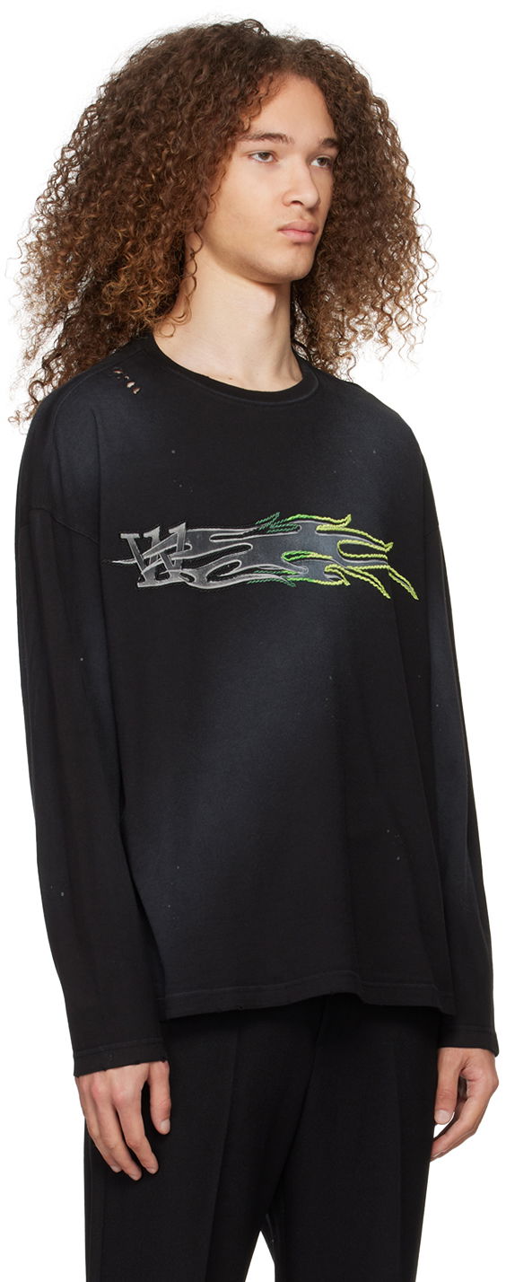 Majica kratkih rukava We11done Graphic Print Long Sleeve T-Shirt Crna | WD-TT0-24-752-U-BK, 1