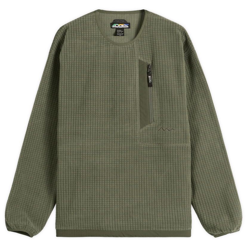Dukserice Manastash Men's Grid Fleece Crew Sweatshirt Zelena | 7925230001-310