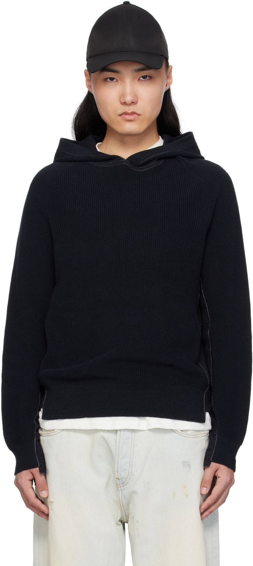 Džemper rag & bone rag & bone Gabe Spliced Hoodie Tamnoplava | MBS25S026SD26