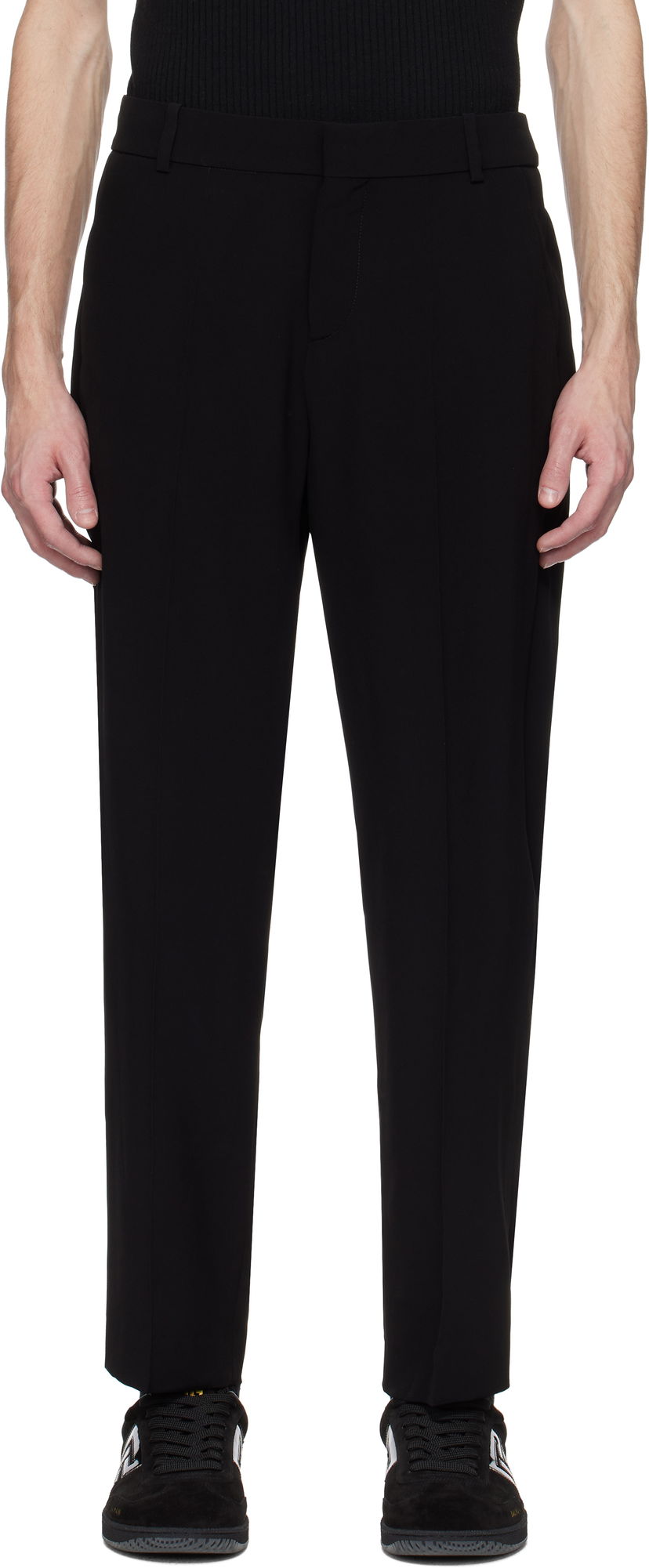 Hlače Balmain Balmain Crêpe Straight-Leg Trousers Crna | EH0PM037VB00