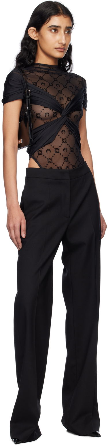 Body Marine Serre Marine Serre Draped Twist-Front Bodysuit Crna | WTO430A RJER0018, 4