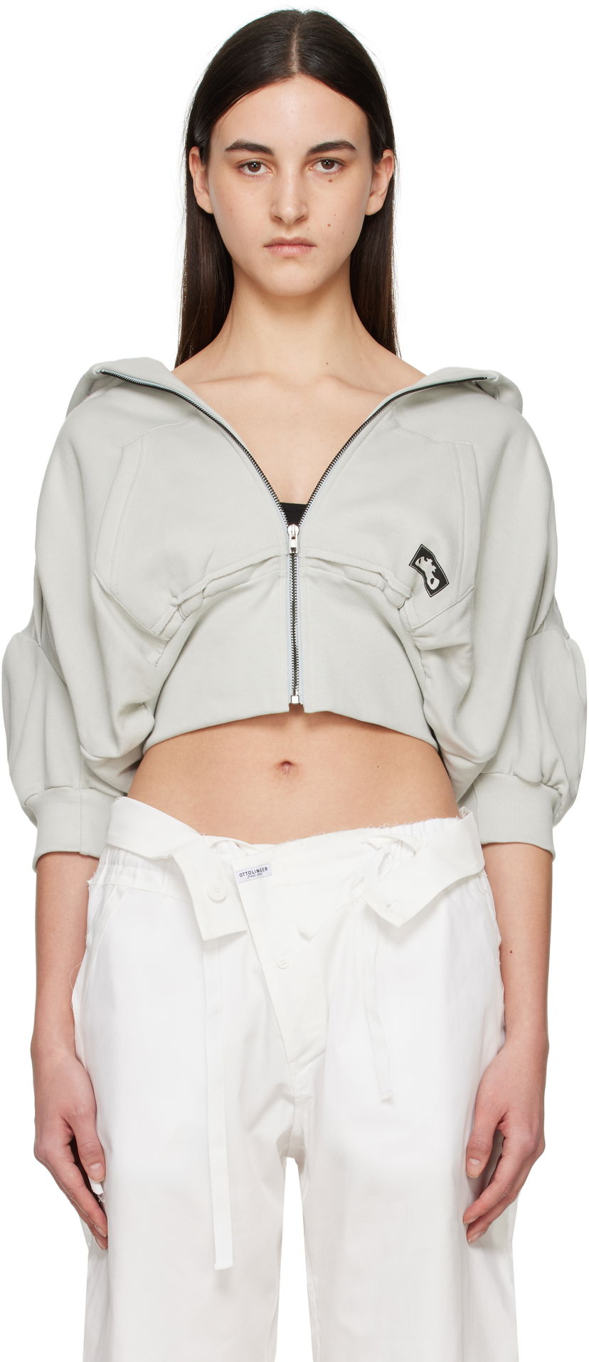 Dukserice Ottolinger Ottolinger Cropped Short Sleeve Hoodie Siva | 11560011502