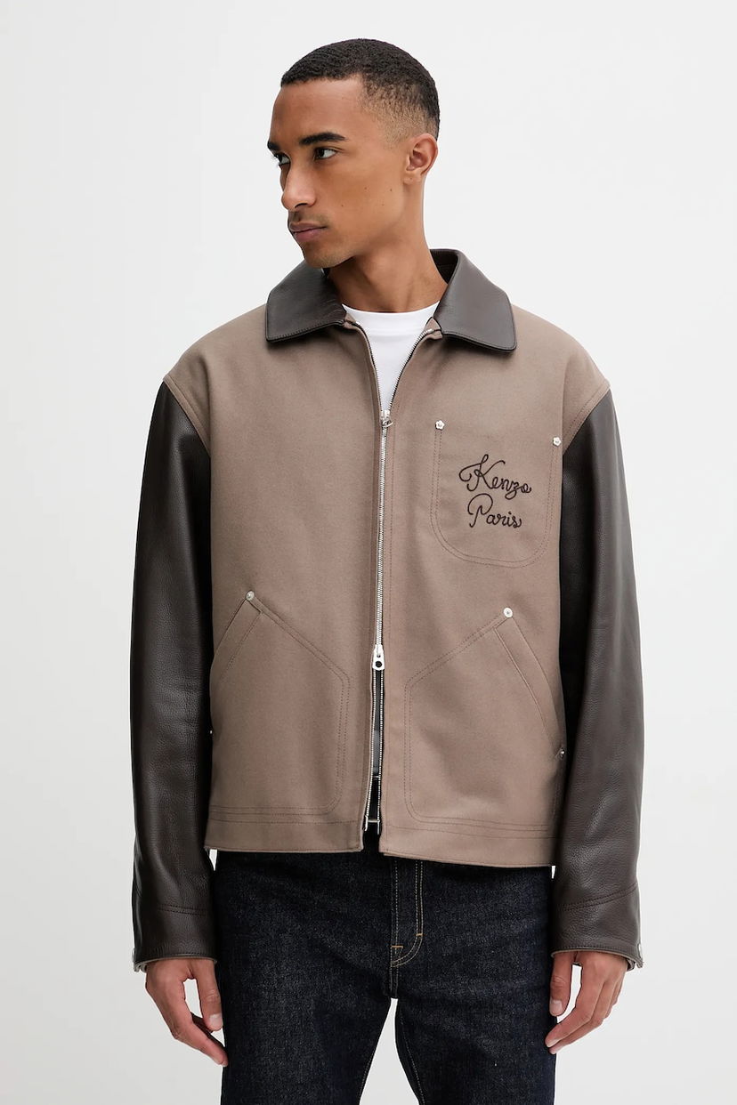 Jakna KENZO Kenzo Wool Blend Jacket Smeđa | FF68BL1519OH