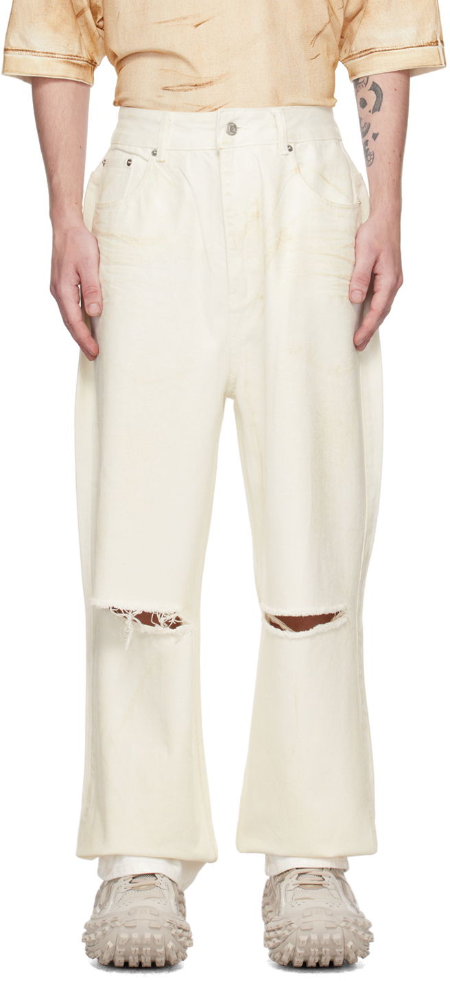 Jeans We11done Foil Coated Relaxed-Fit Jeans Bijela | WD-DP1-23-342-M-WH