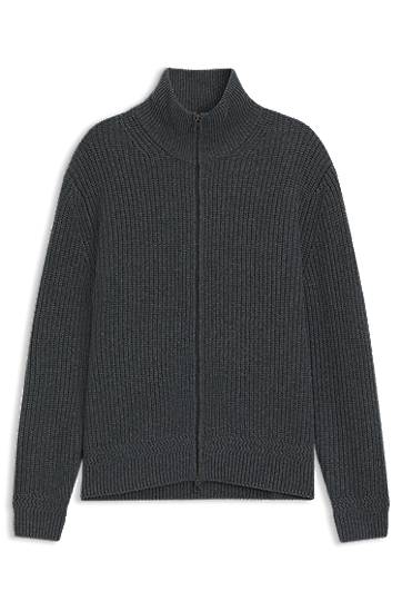Džemper BOSS BECKHAM x BOSS Zip-Up Cardigan in Wool and Cashmere Siva | 50554340