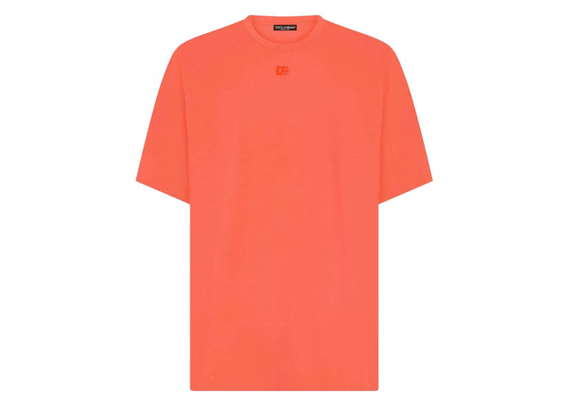 Majica kratkih rukava Dolce & Gabbana Technical Jersey Metallic DG Logo T-shirt Pink Crvena | G8NV9ZHU7LCR3722