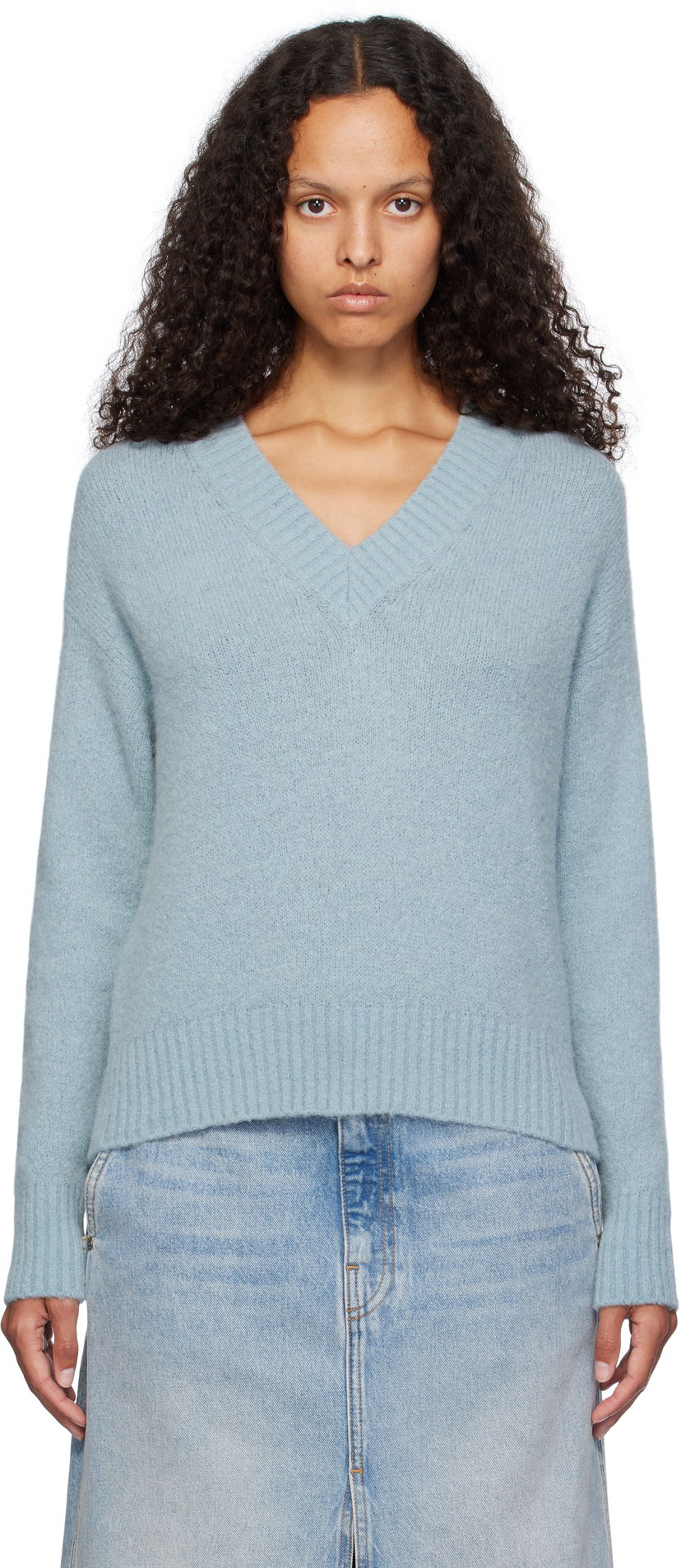 Džemper Max Mara Weekend Max Mara Visita V-Neck Sweater Plava | 2425366102600 MM12053