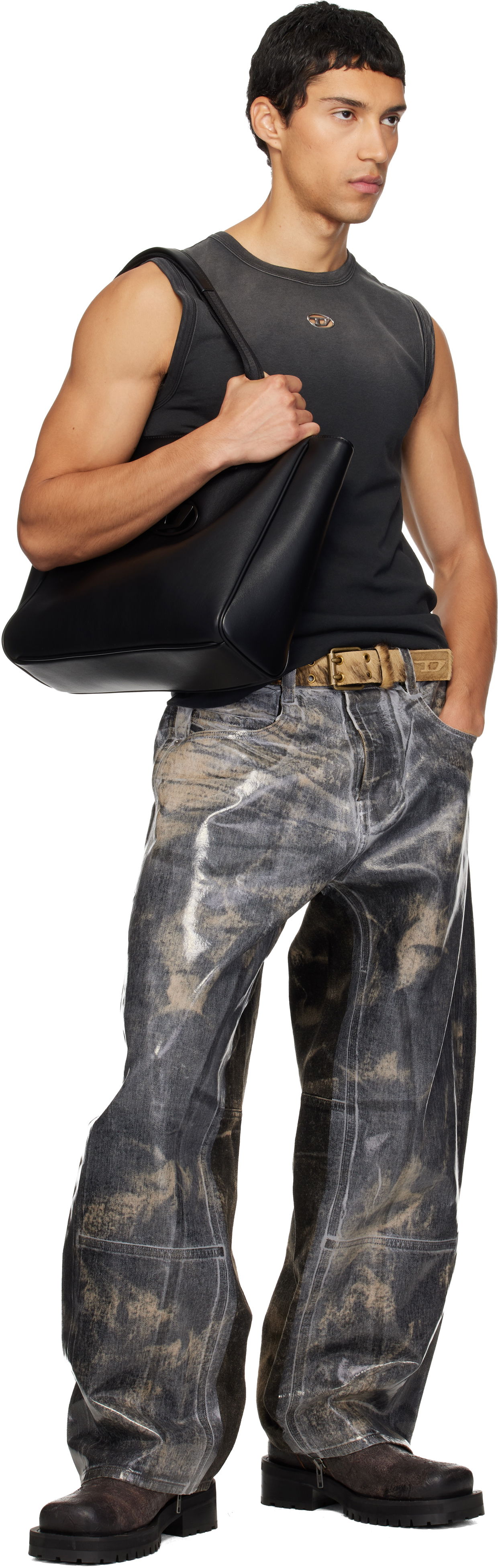 Pojasevi Diesel B-Flag-D Calf Hair Embossed Belt Višebojno | X10597-P7968-H0478, 1