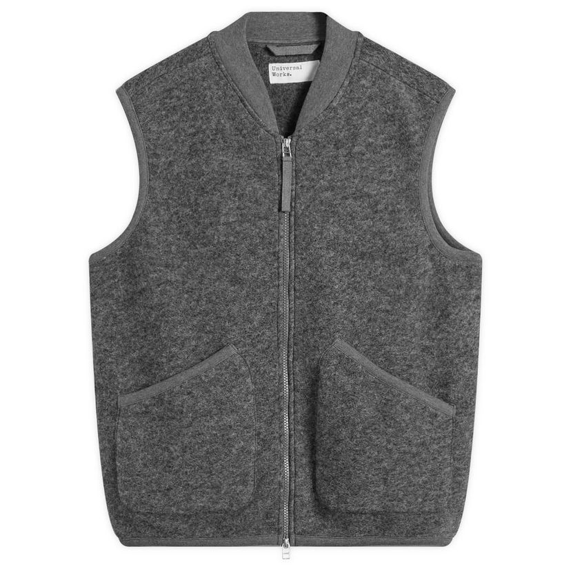 Prsluk Universal Works Wool Fleece Zip Waistcoat by Universal Works Siva | 00015-GMA