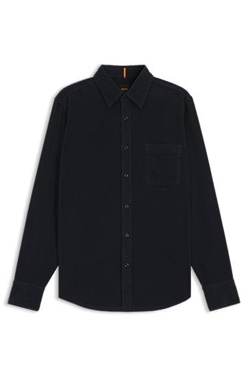 Košulja BOSS Regular-Fit Corduroy Shirt Tamnoplava | 50548976