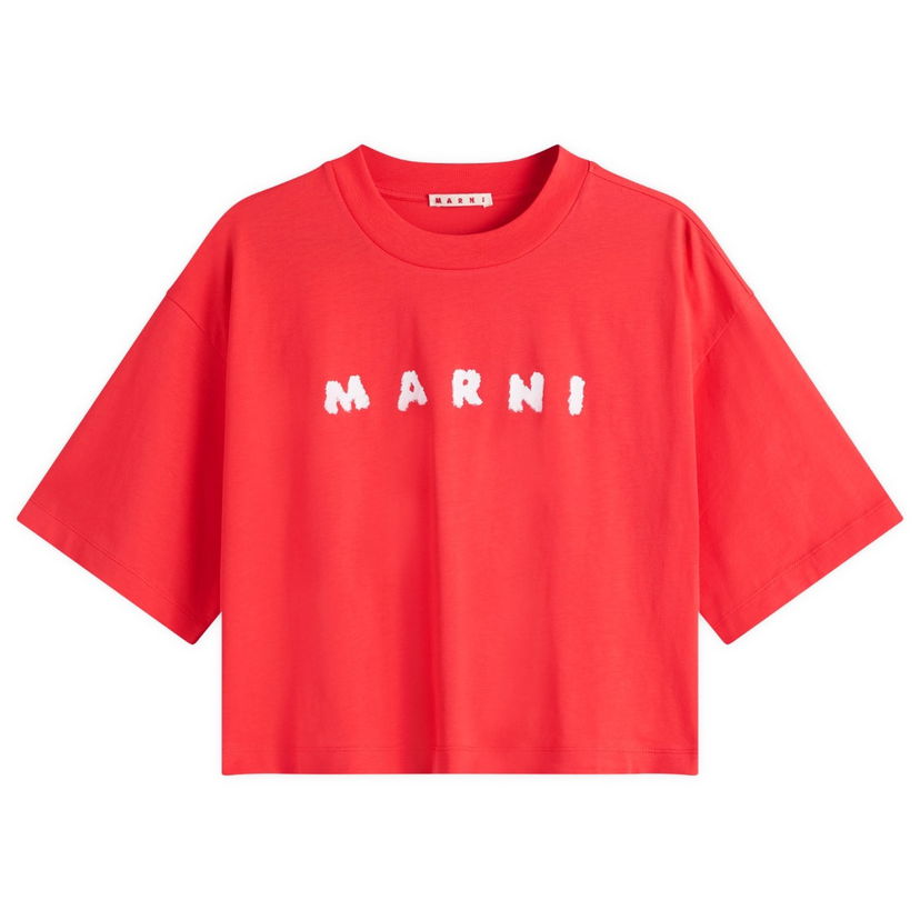 Crop top Marni Marni Women's Cropped Logo T-Shirt Crvena | THJE0333P5